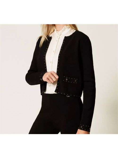 GIACCA IN MAGLIA CON STRASS TWIN SET | 252TP327000006 NERO